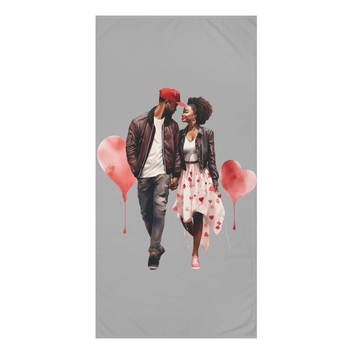Two Hearts-Mink-Cotton Towel