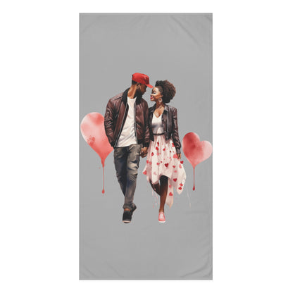 Two Hearts-Mink-Cotton Towel