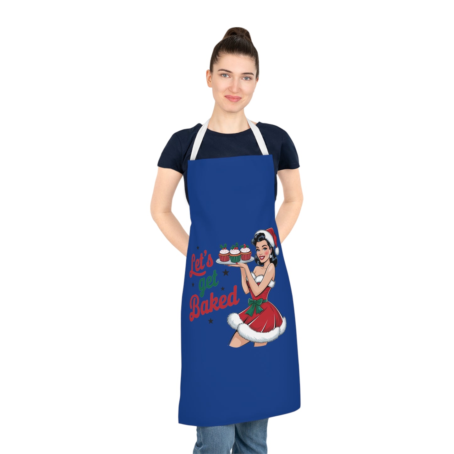 Let's Get Baked-Adult Apron (AOP) (Dk Blue)