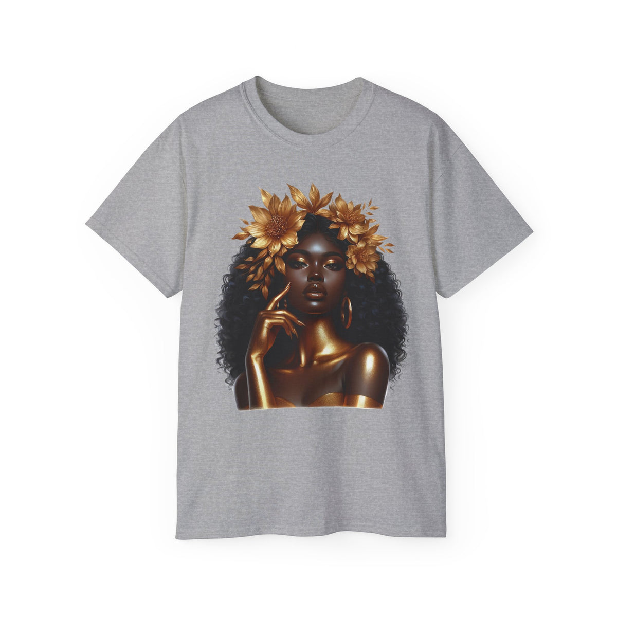 Queen Hummingbird Unisex Ultra Cotton Tee - Black Queen with Floral Design
