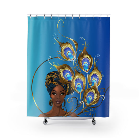 Queen Peacock Shower Curtain - Afrocentric Home Decor