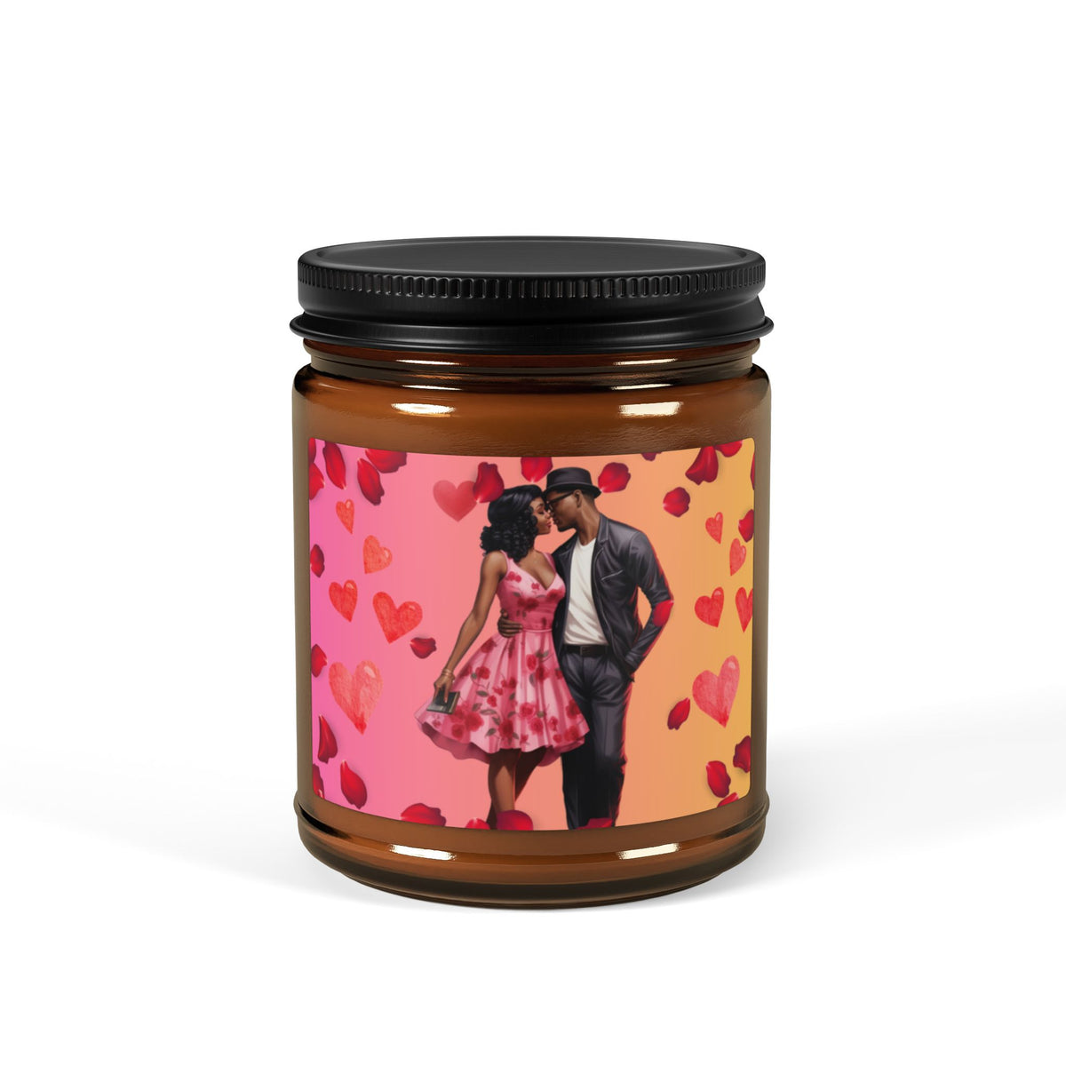 Hearts and Flowers- Scented Soy Candle (Multi-Size, Amber Jar)