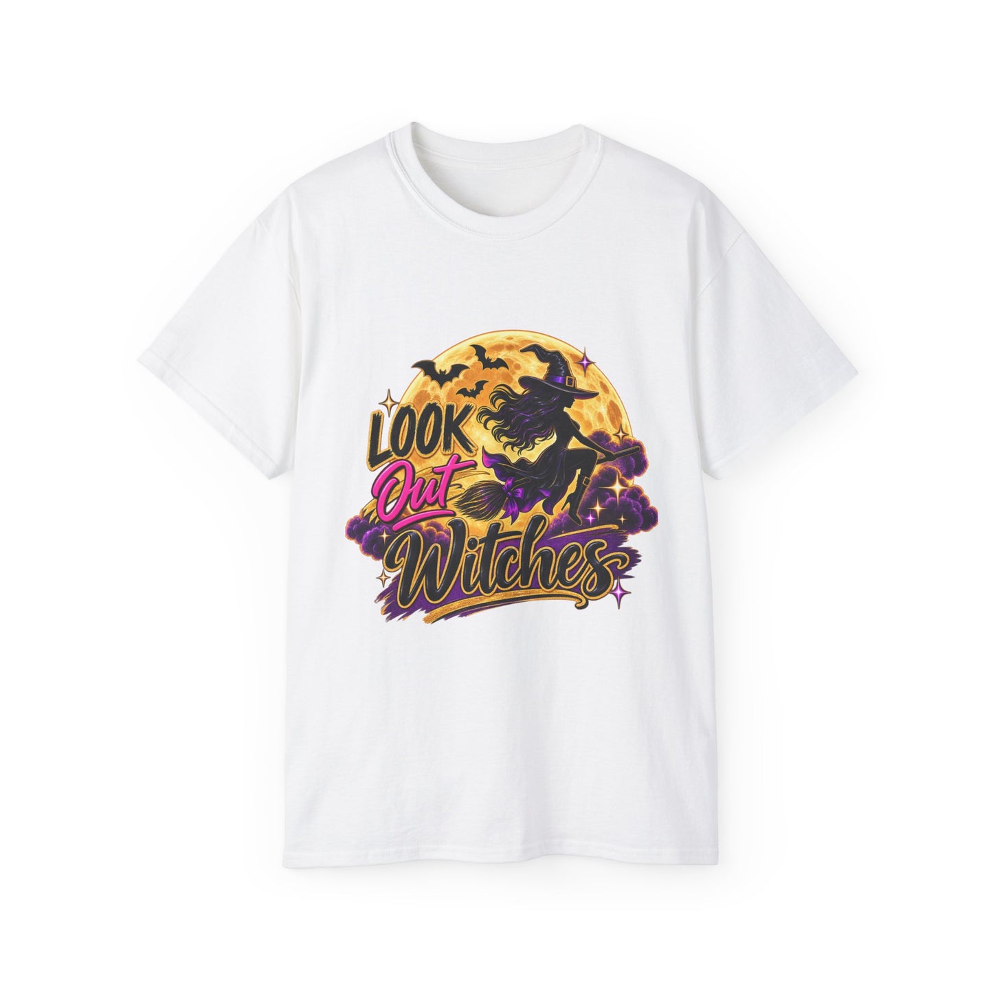 Look Out Witches T-Shirt — Halloween Witch Moon Graphic Tee