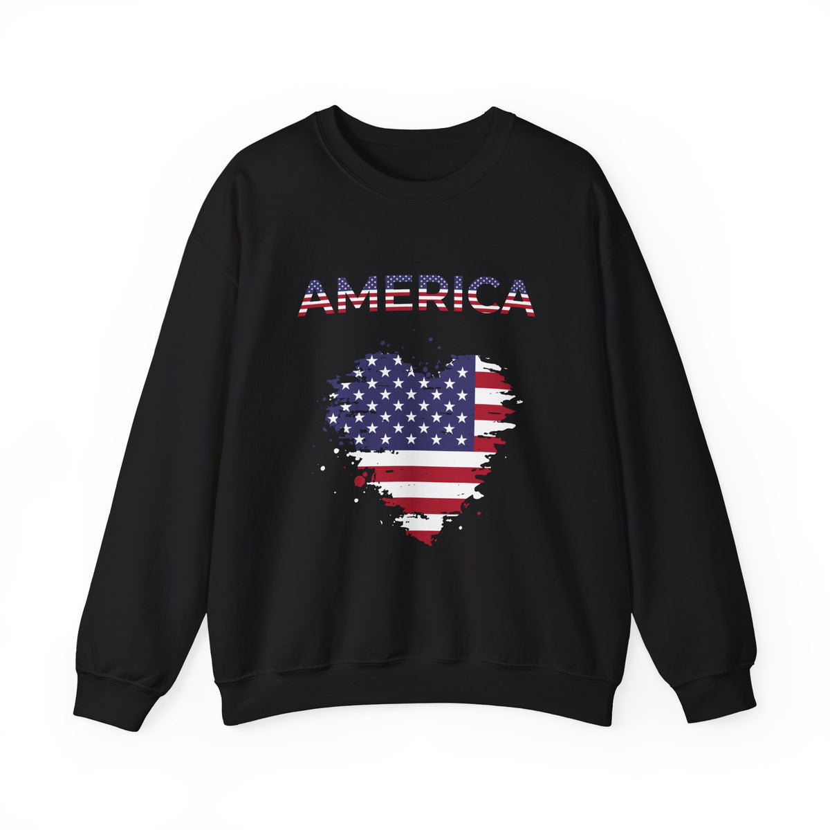 Patriotic America Flag Heart Crewneck Sweatshirt
