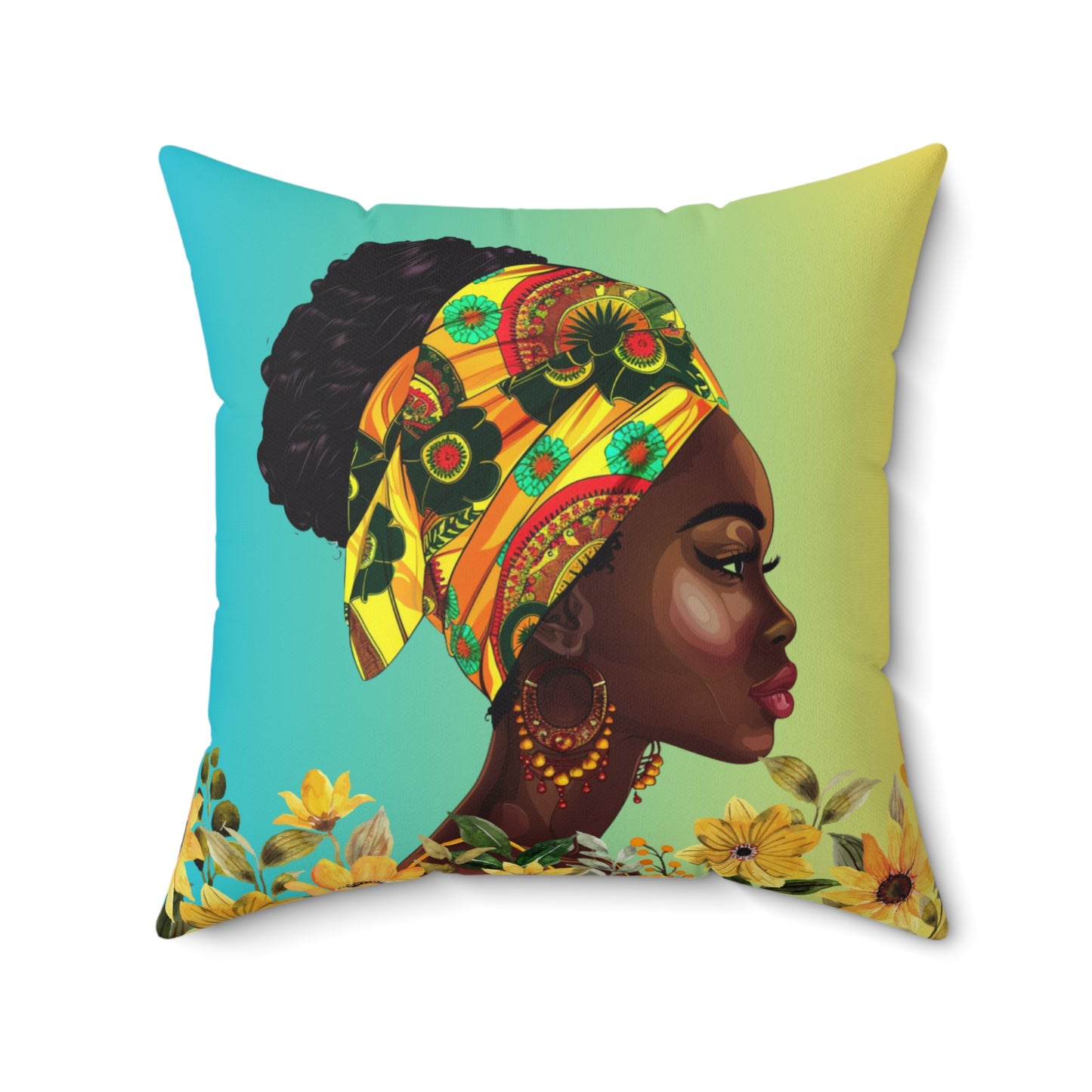 Yellow Flower-Spun Polyester Square Pillow