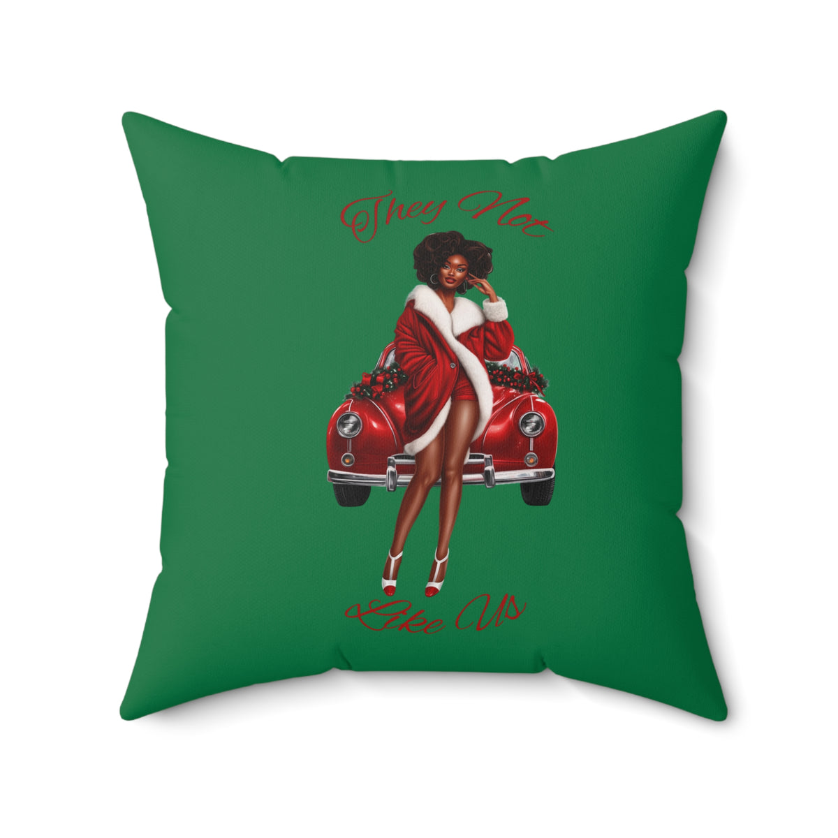 They Not Like Us 4-Green Spun Polyester Square Pillow