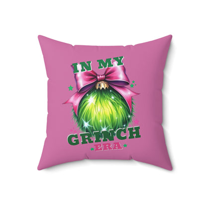 In My Grinch Era-Spun Polyester Square Pillow (Lt Pink)