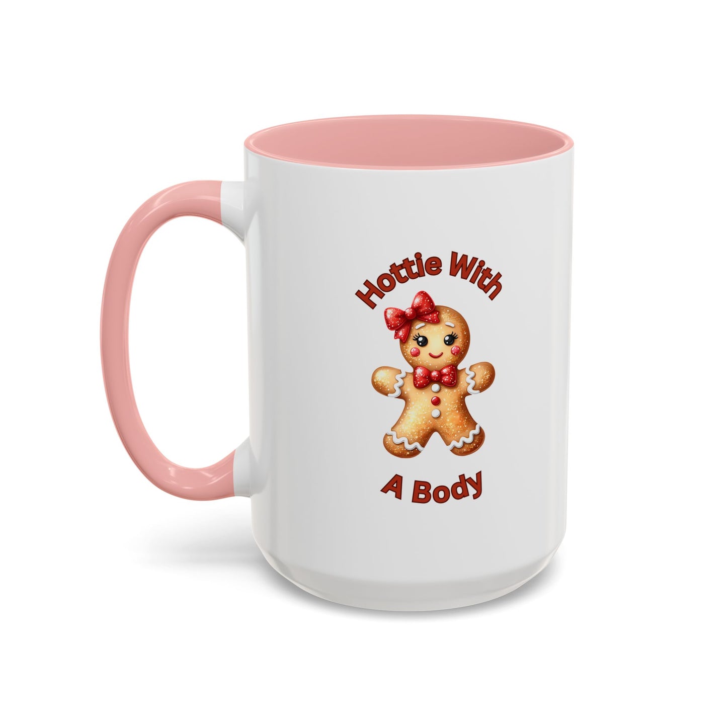 Hottie With A Body 2-Accent Coffee Mug (11, 15oz) (Red)