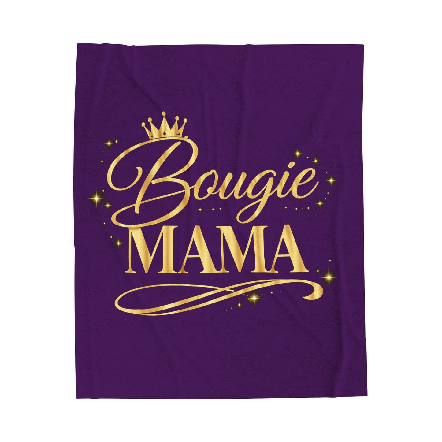 Bougie Mama Velveteen Plush Blanket (Purple) — Gold Crown Cozy Throw for Moms