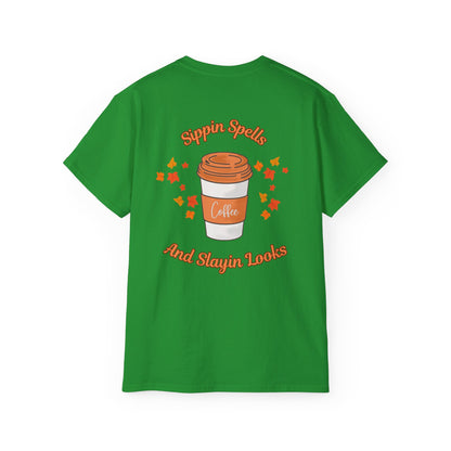 Sippin Spells and Slayin looks Halloween Tee