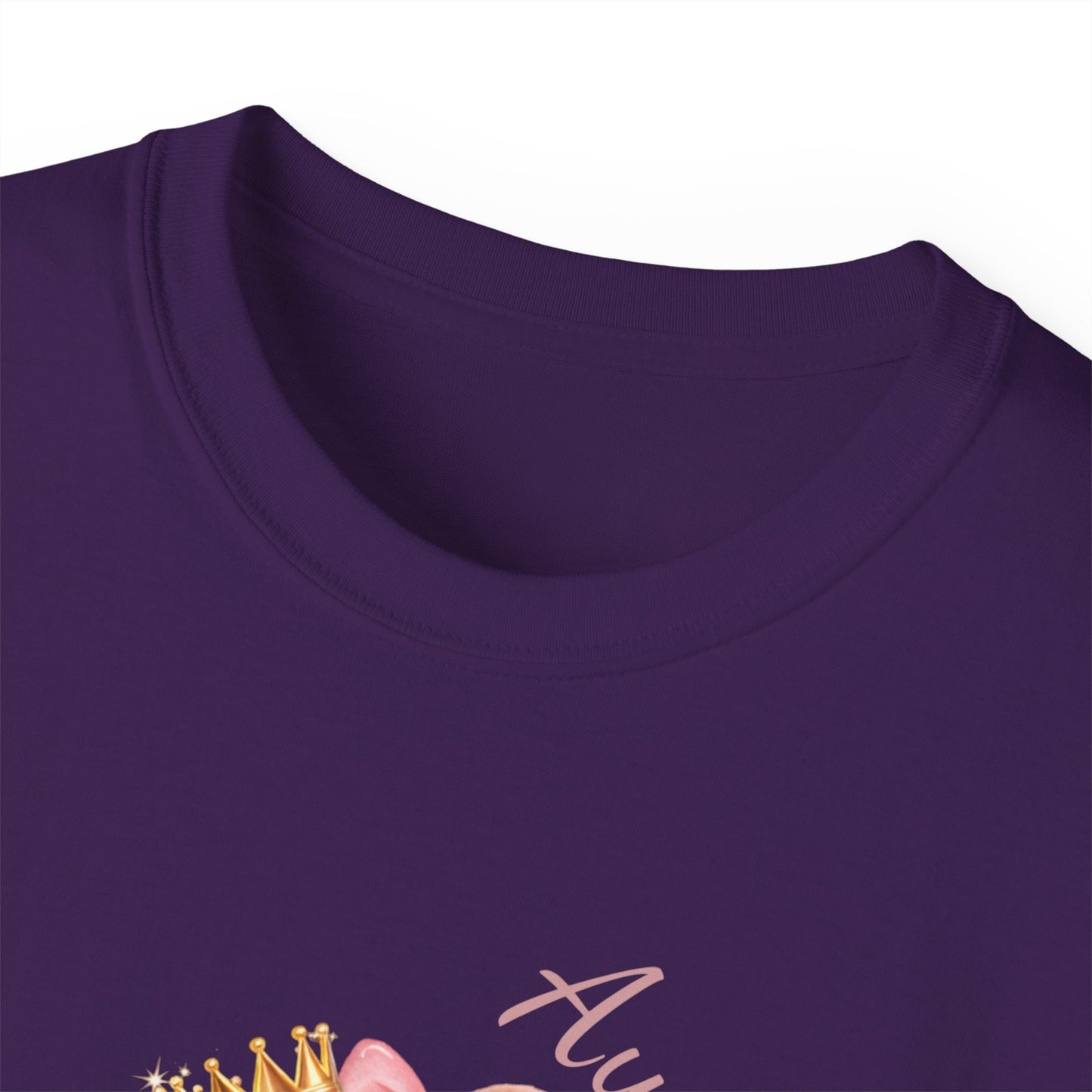 “Auntie Is a Queen” Cotton Tee — Cute Pink Crowned Bear Gift
