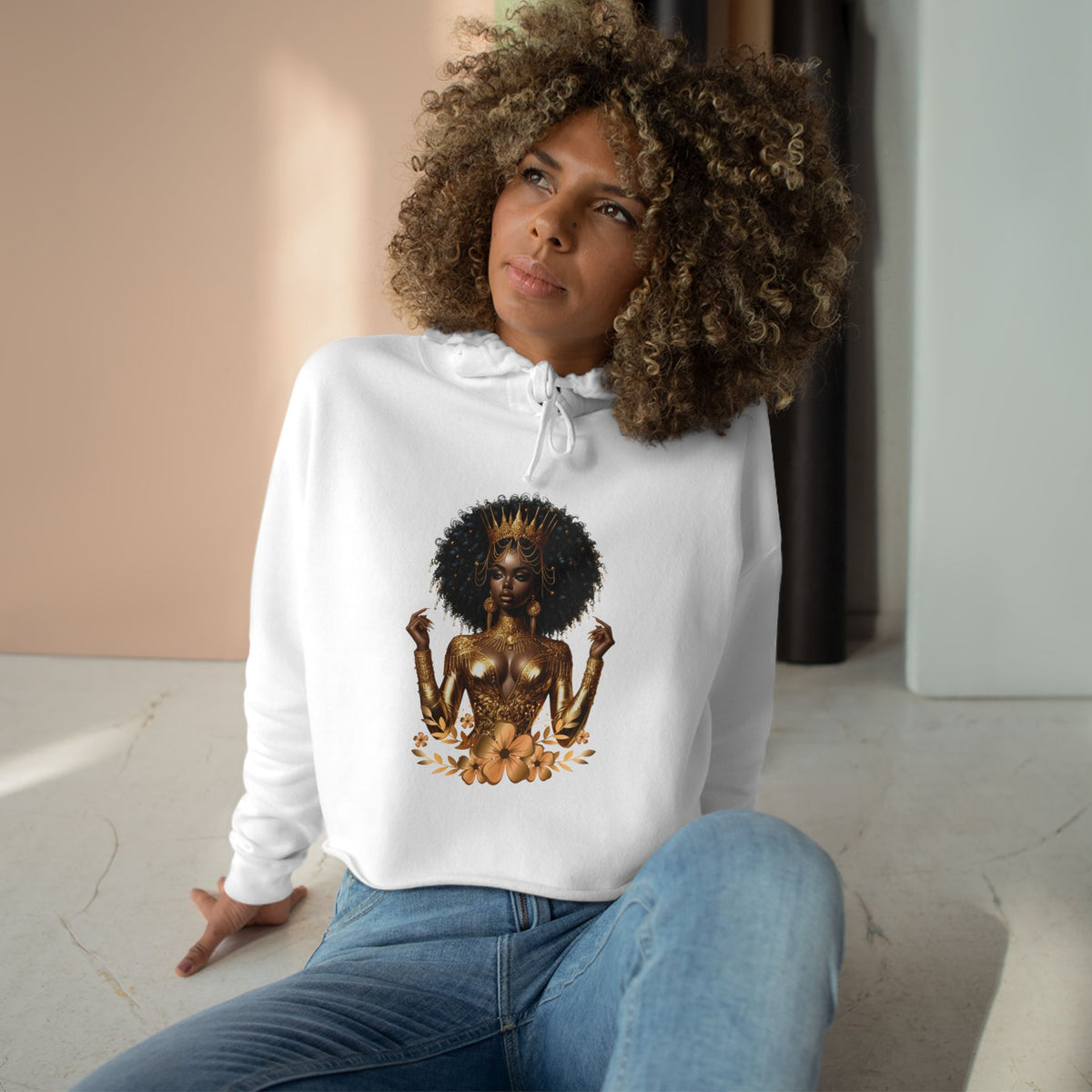 Golden Goddess Crop Hoodie