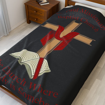 Church Cross Plush Blanket —Black