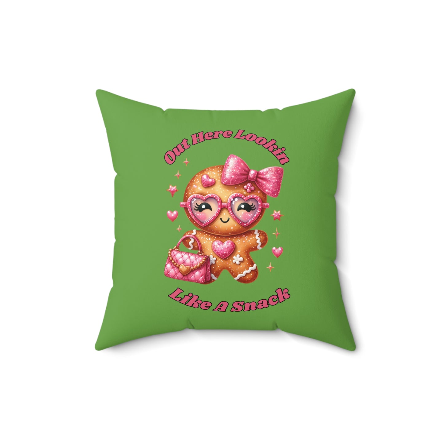 Out Here Lookin Like A Snack-Spun Polyester Square Pillow (Lt Green)