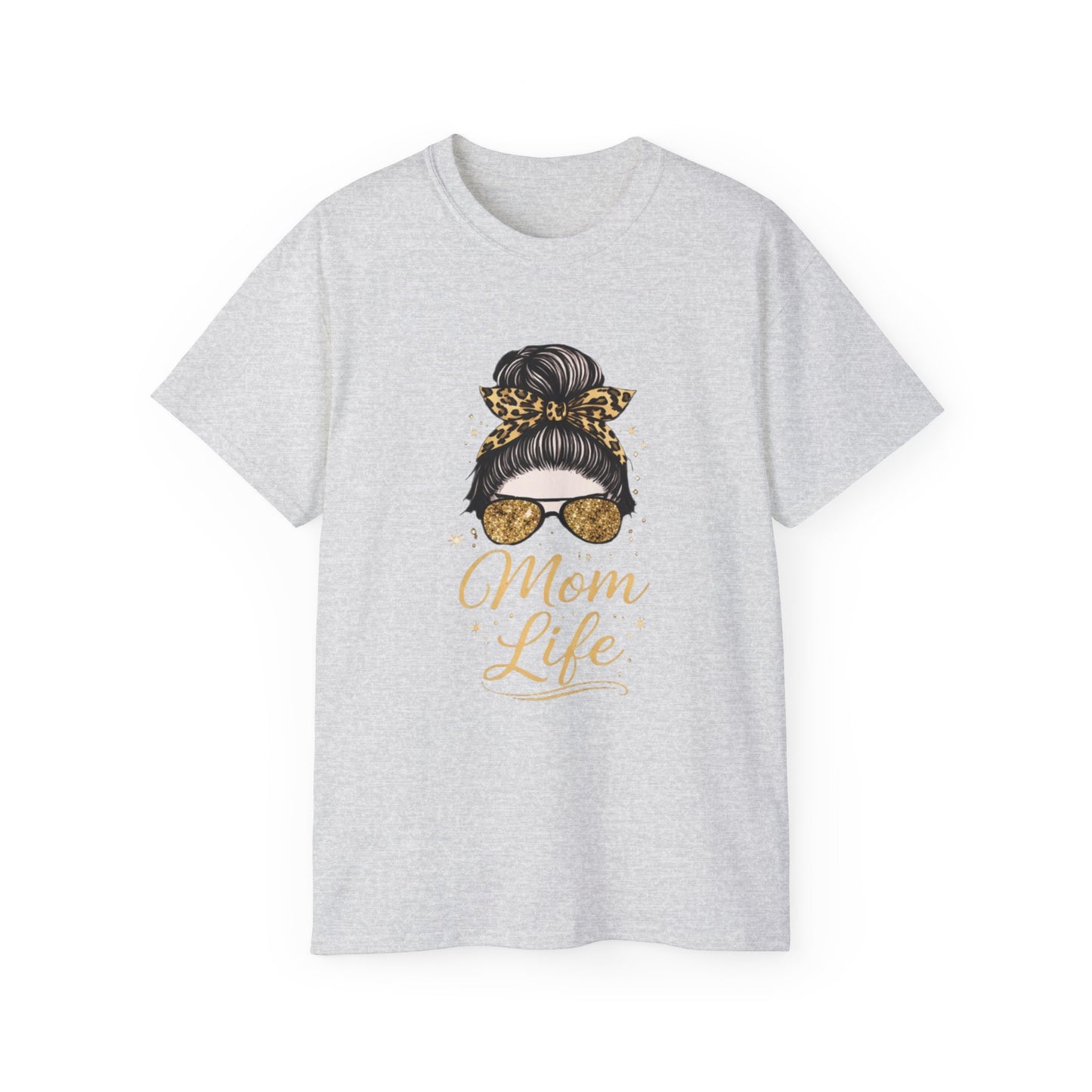 Mom Life Tee — Leopard Bun Graphic Cotton T‑Shirt