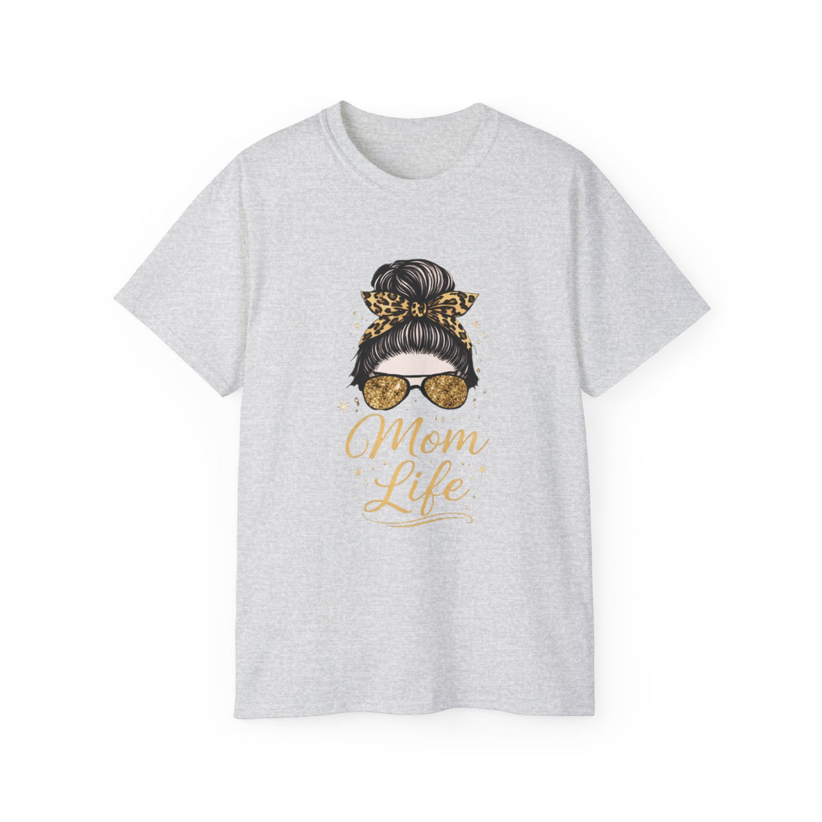 Mom Life Tee — Leopard Bun Graphic Cotton T‑Shirt