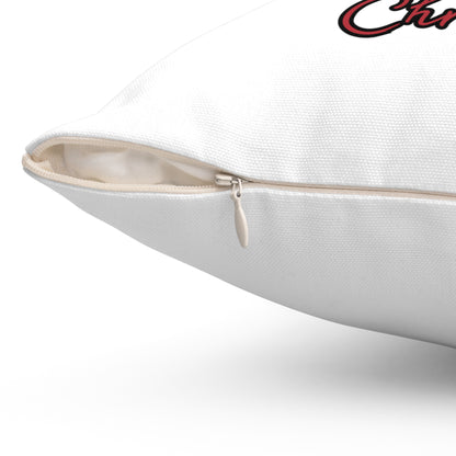 Black Santa-Spun Polyester Square Pillow (White)