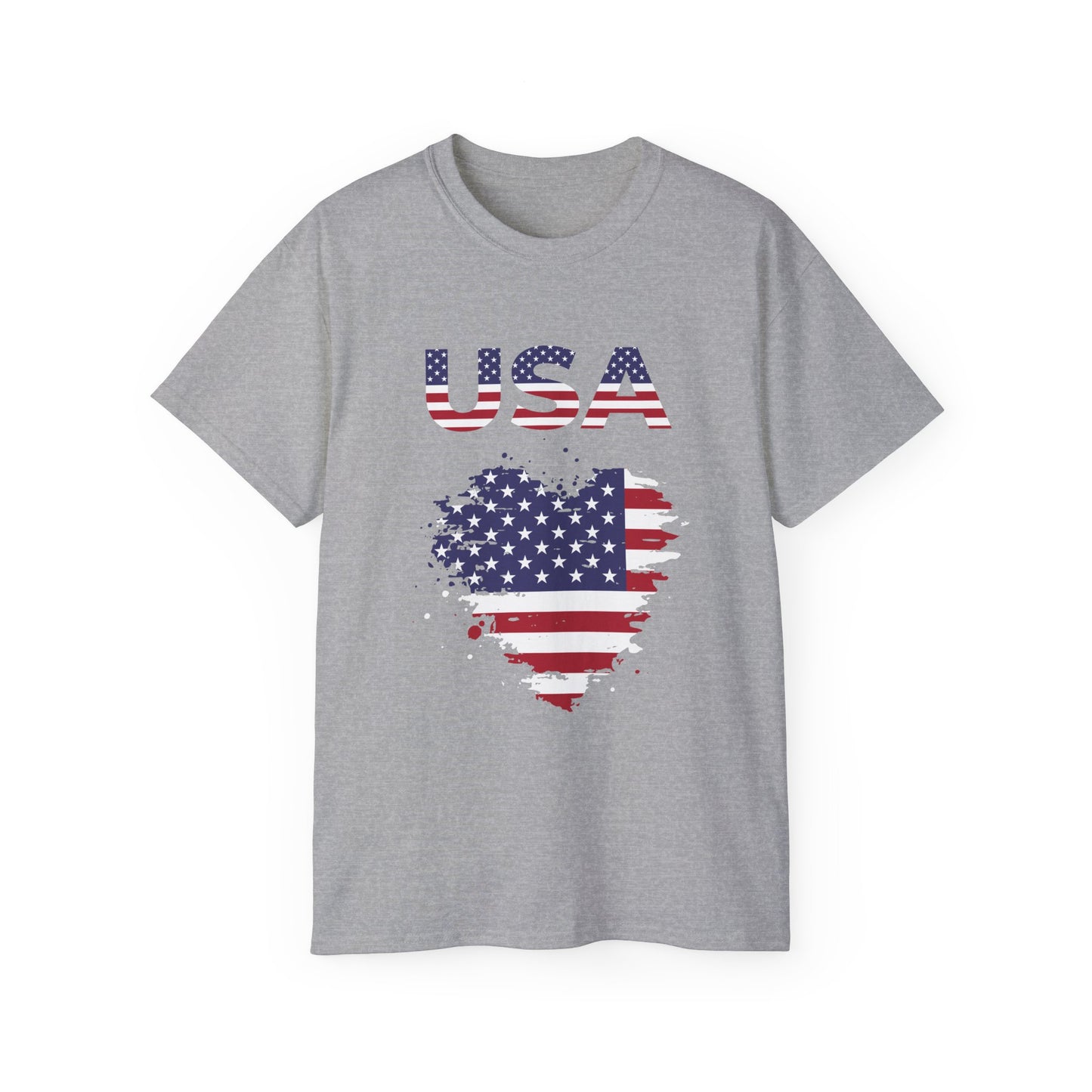 USA Flag Heart T‑Shirt — Patriotic Fourth of July Tee