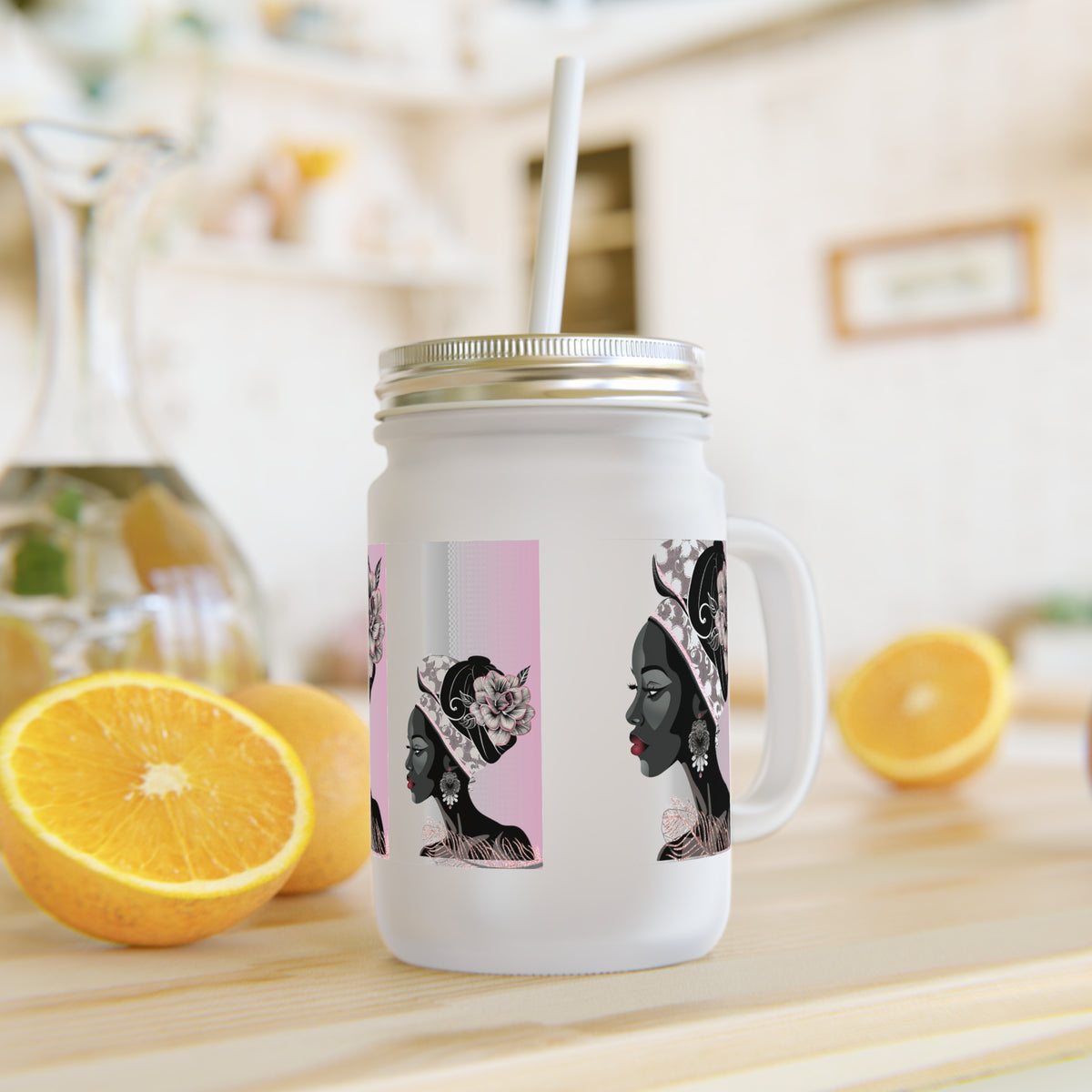 Feather Queen Portrait Mason Jar