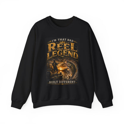 "I'm That Dad, Reel Legend" Built Different Crewneck-Fishing Sweatshirt