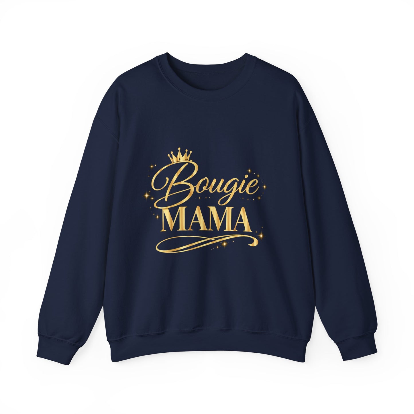 Bougie Mama Sweatshirt — Gold Crown Cozy Crewneck for Stylish Moms