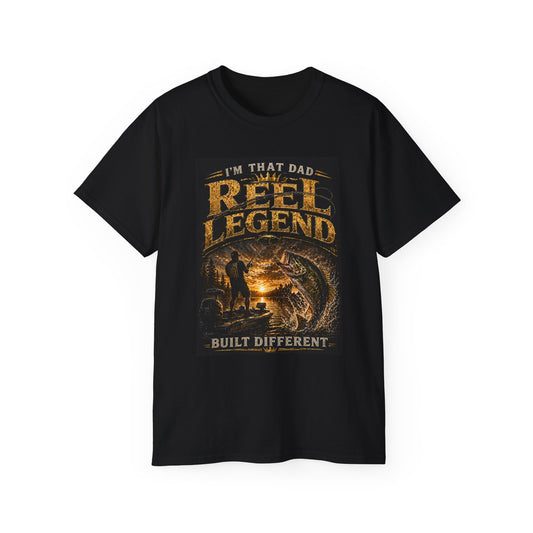 "I'm That Dad, Reel Legend" Graphic Tee-Fishing Dad T-Shirt