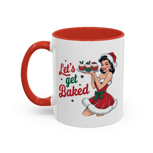 Let's Get Baked-Accent Coffee Mug (11, 15oz) (Red)