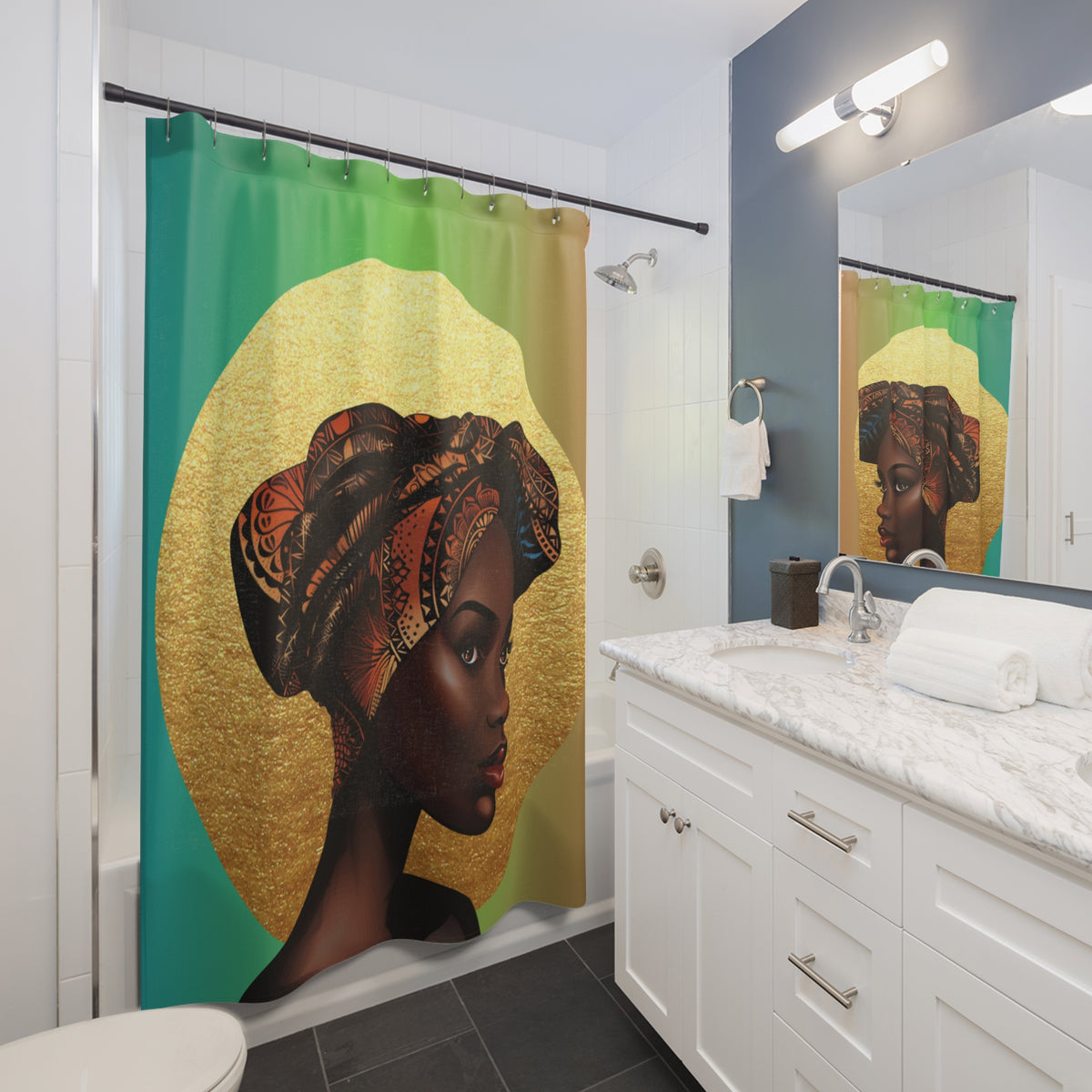Queen Moon African Heritage Shower Curtain - Vibrant Home Decor