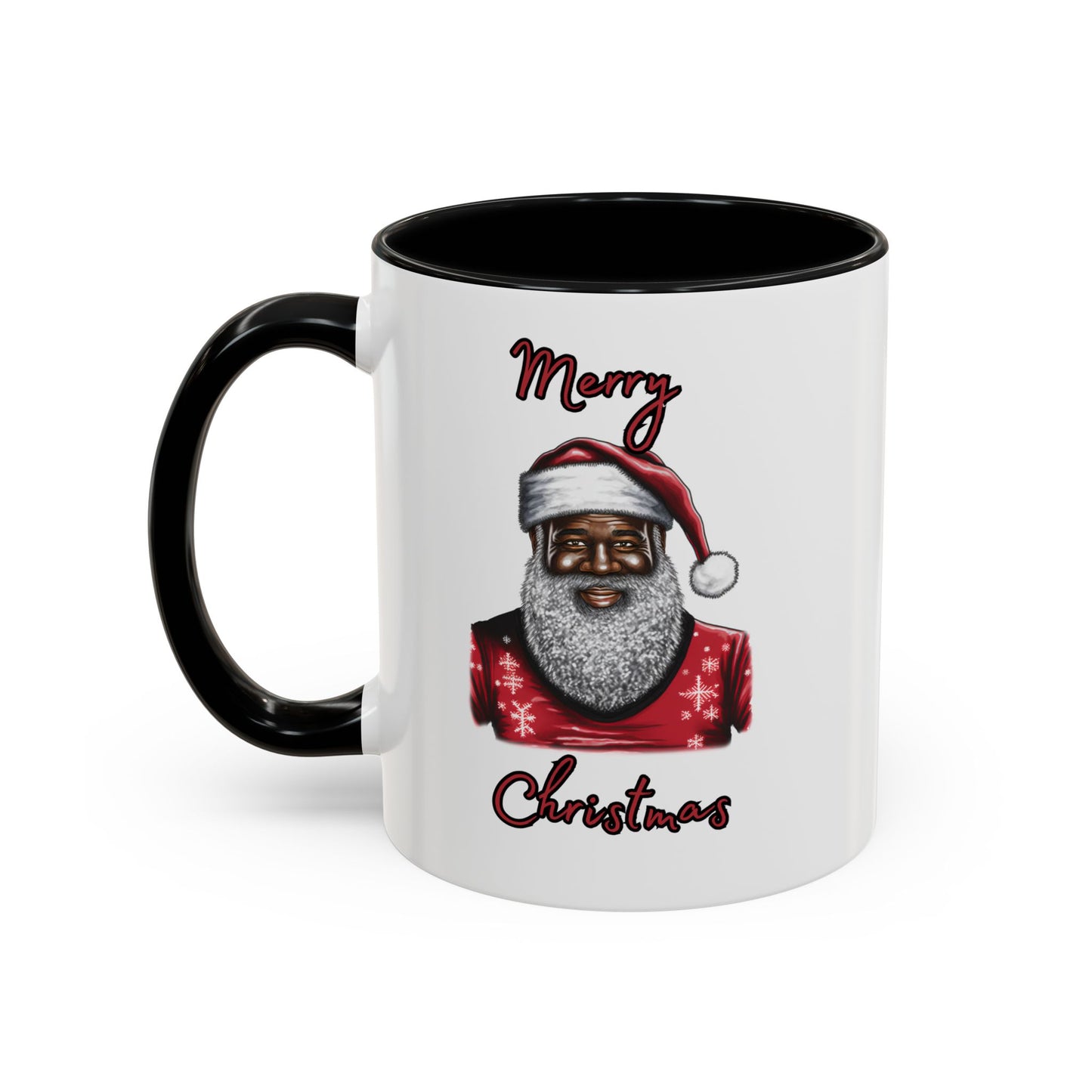 Black Santa-Accent Coffee Mug (11, 15oz) (Red)