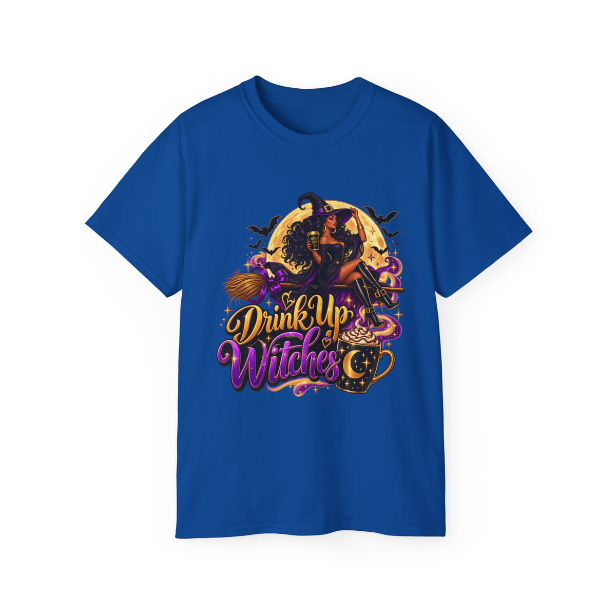 Drink Up Witches Halloween T-Shirt — Enhanced Witch Brew Party Tee