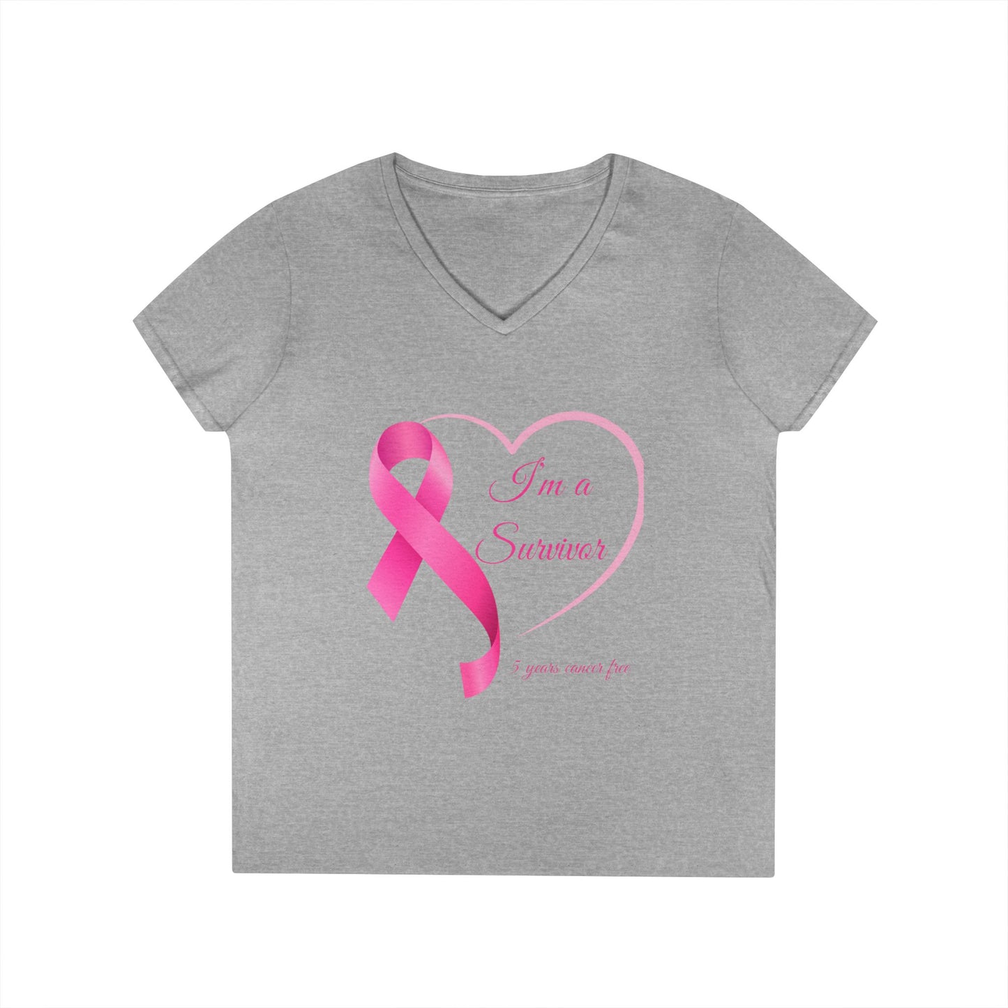 Breast Cancer Awareness V-Neck T-Shirt, Survivor Gift, Supportive Tee, Gift for Her, Awareness Month Apparel