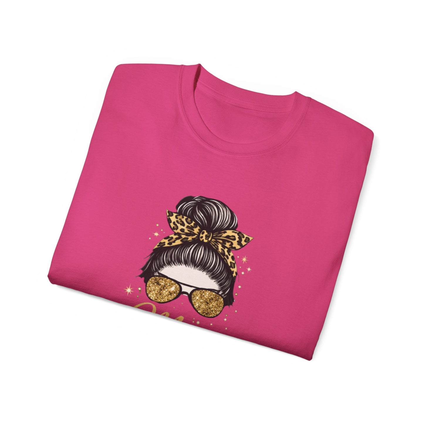 Mom Life Tee — Leopard Bun Graphic Cotton T‑Shirt