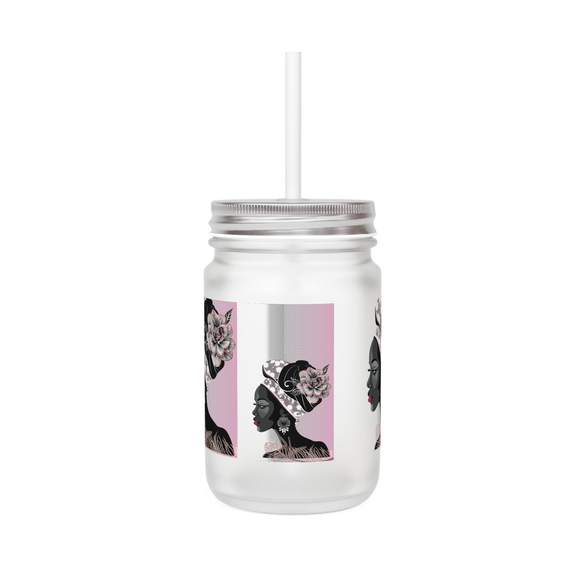 Feather Queen Portrait Mason Jar