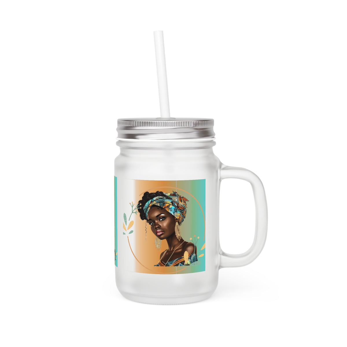 Queen Teal Mason Jar with Straw