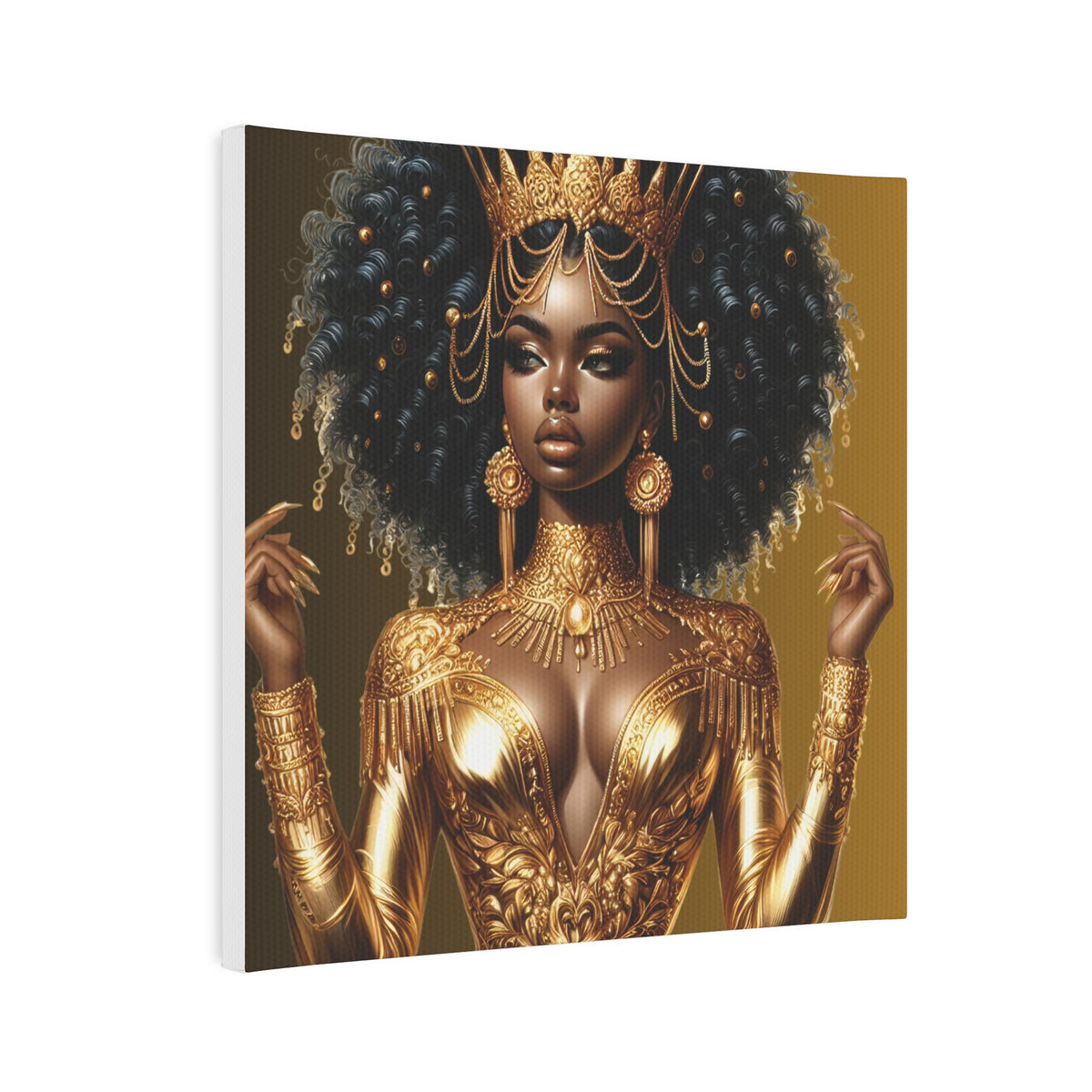 Golden Goddess- Canvas Photo Tile - Afrocentric Wall Art for Home Decor