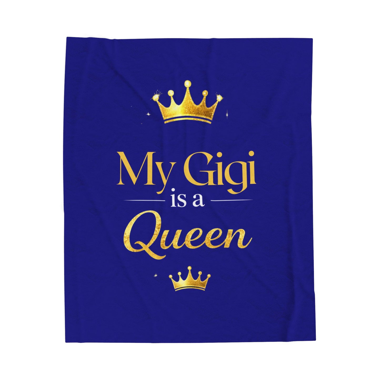 My Gigi Is A Queen Velveteen Plush Blanket (Blue)— Royal Gift for Grandmothers