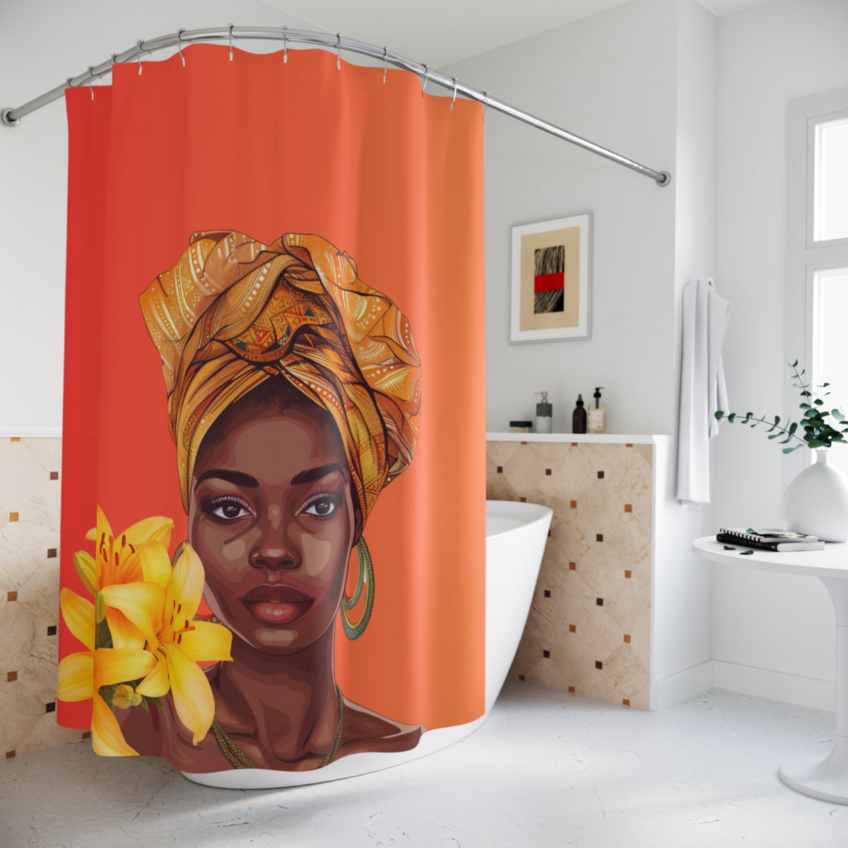 Queen Lily Shower Curtain - Afrocentric Home Decor