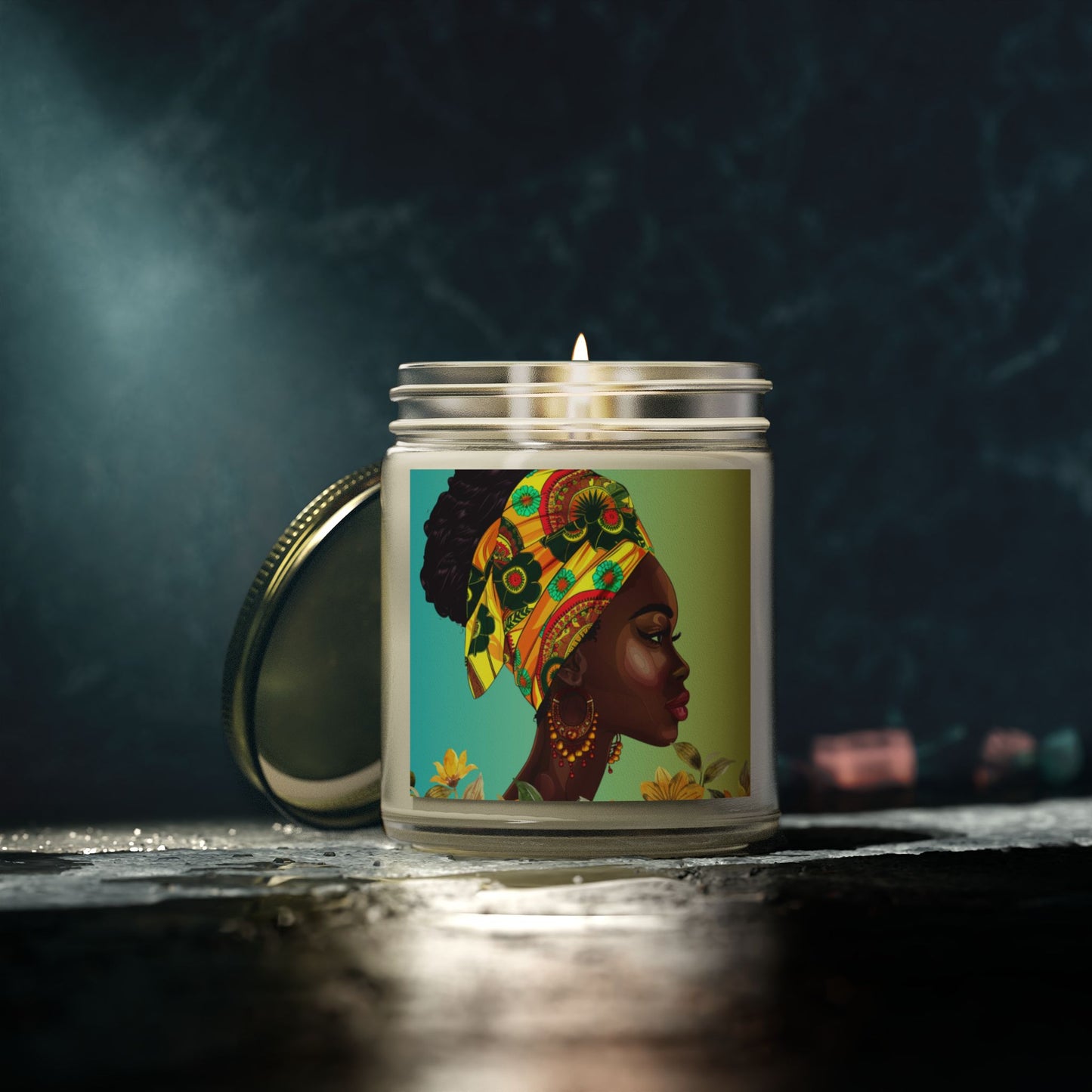 Yellow Flower-Scented Candles, Coconut Apricot Wax (4oz, 9oz)