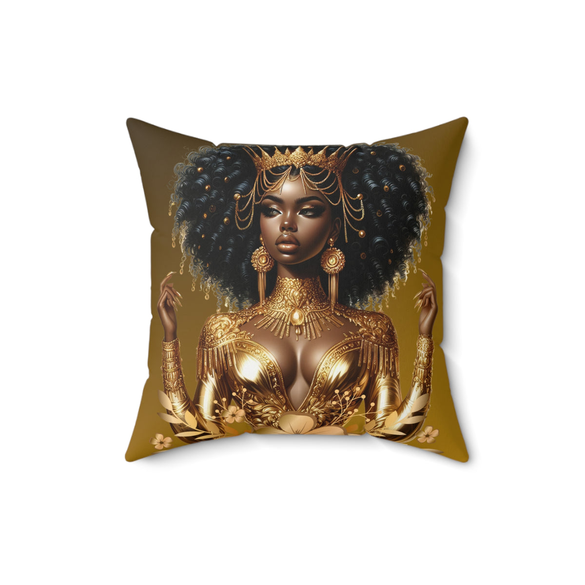 Golden Goddess-Spun Polyester Square Pillow