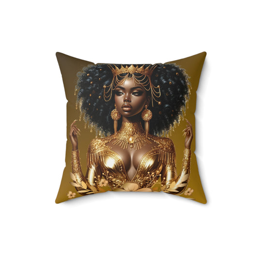 Golden Goddess-Spun Polyester Square Pillow
