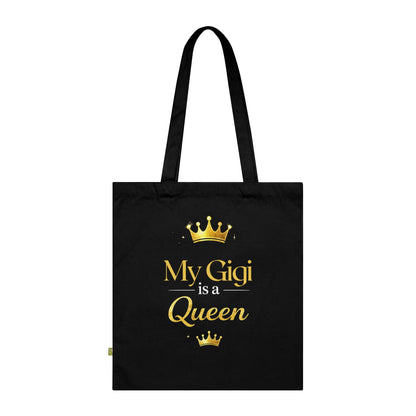 Tote Bag — "My Gigi is a Queen"(Navy) Gold Crown Organic Cotton Tote