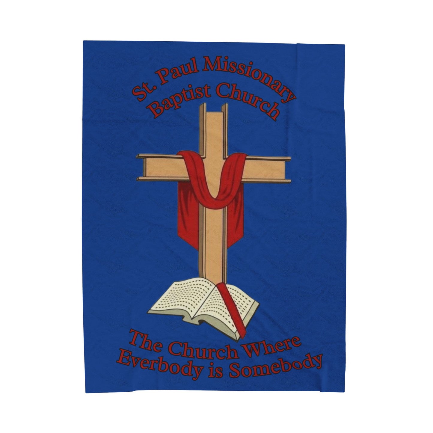 Church Cross Velveteen Plush Blanket – Dk Blue