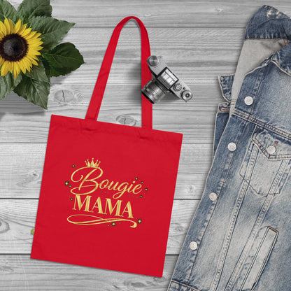 Bougie Mama Tote Bag (French Navy)— Gold Script Organic Cotton Grocery & Gift Tote
