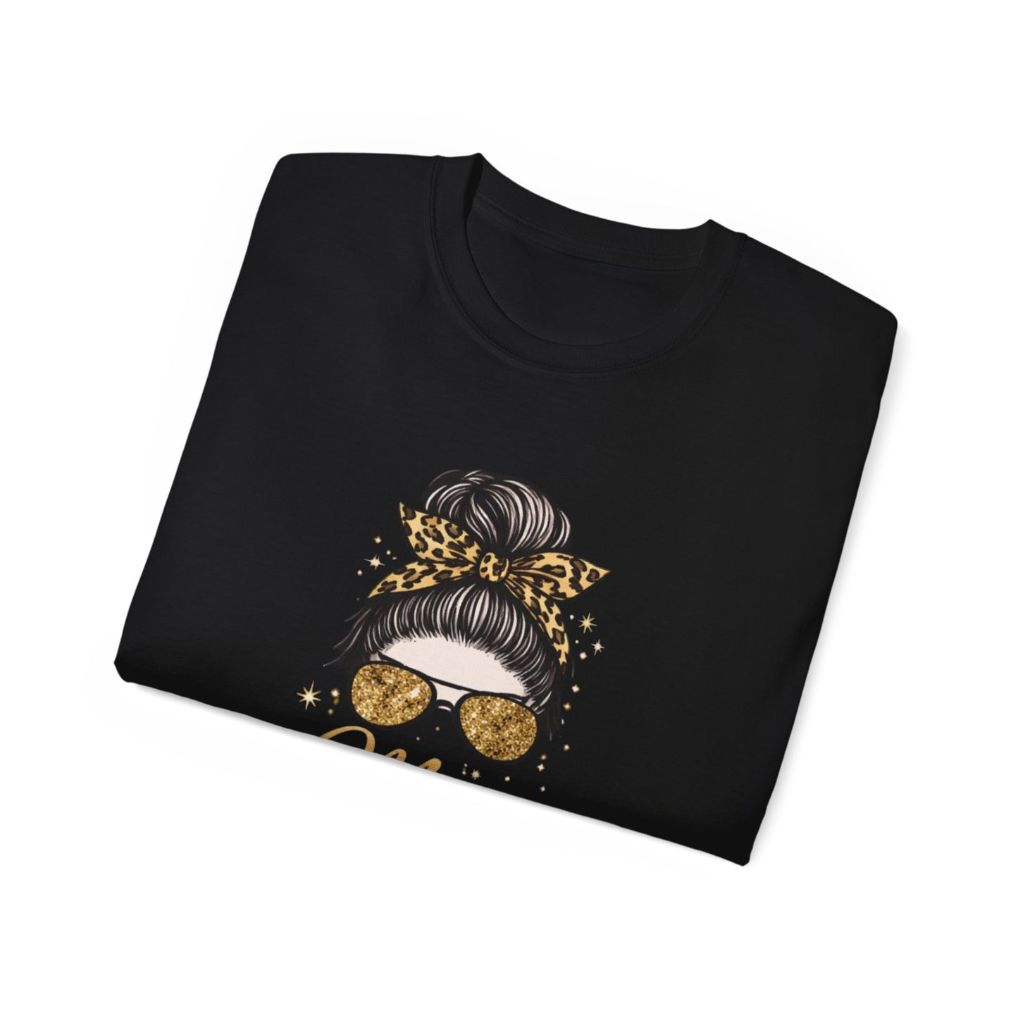 Mom Life Tee — Leopard Bun Graphic Cotton T‑Shirt