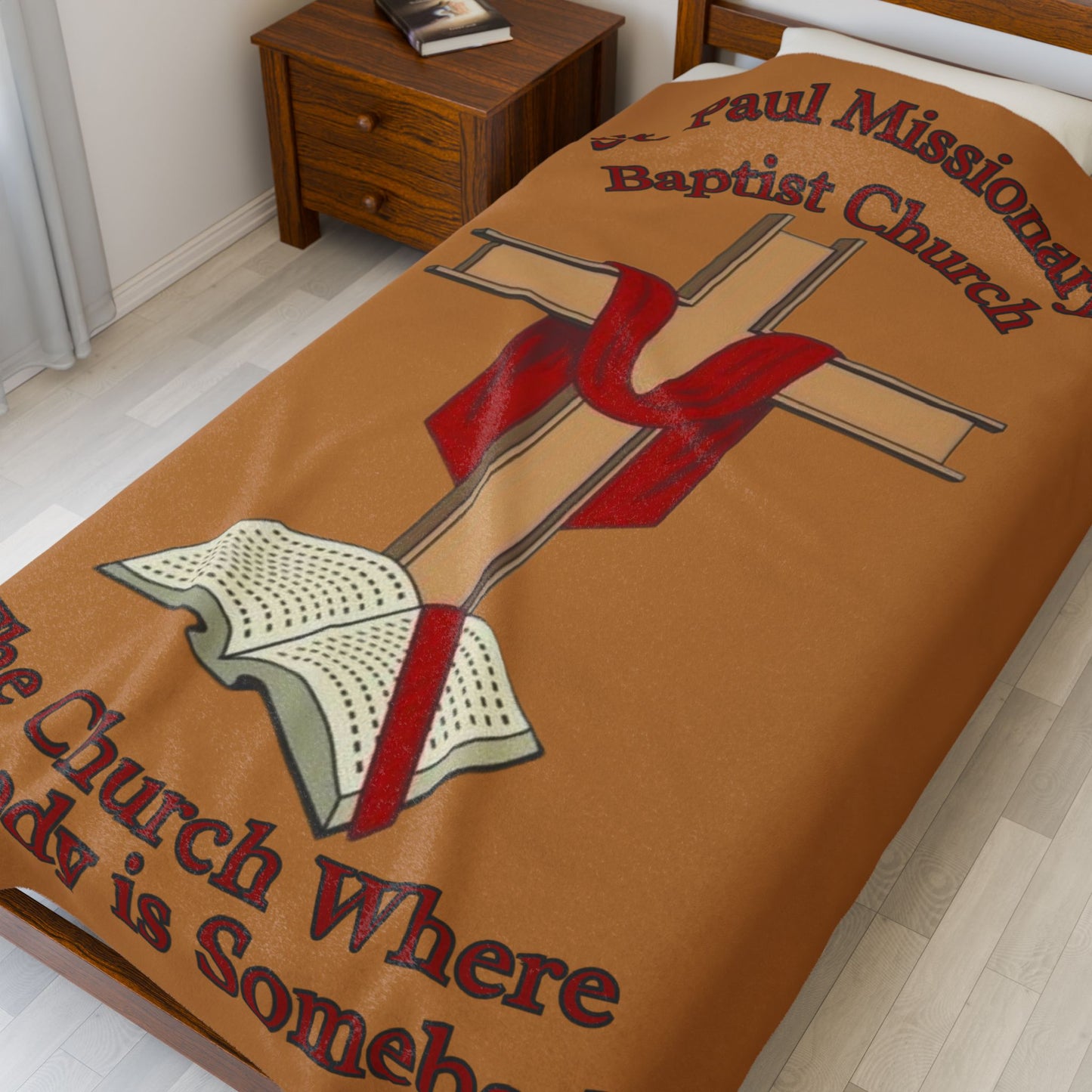 Church Cross Blanket —Light Brown