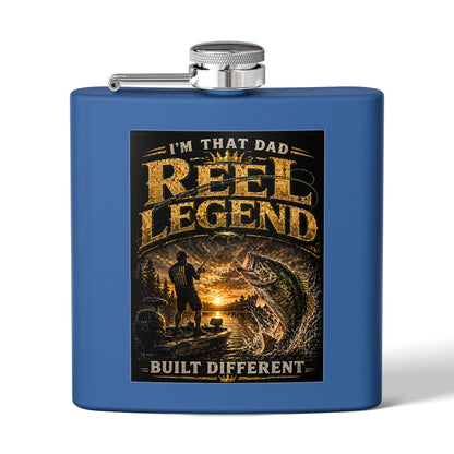 "Reel Legend” 6oz Stainless Steel Hip Flask