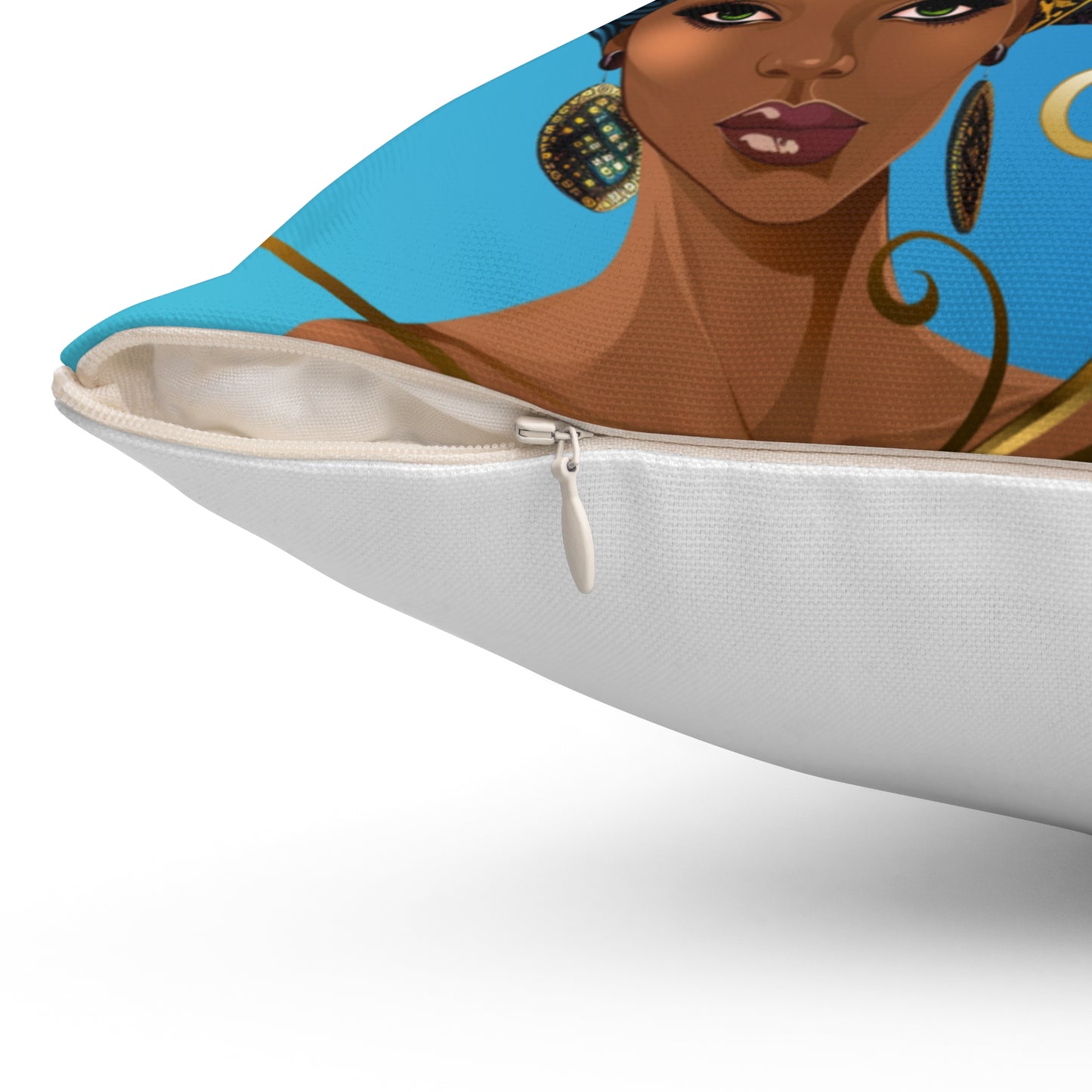 Peacock-Spun Polyester Square Pillow