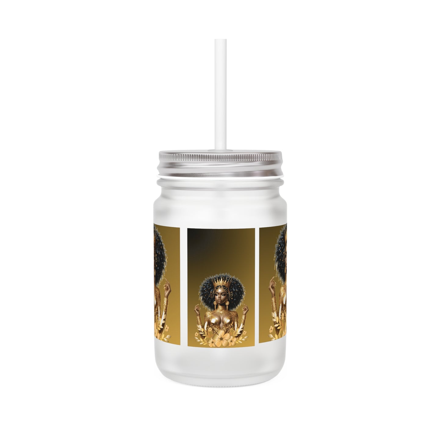 Golden Goddess Mason Jar with Straw