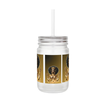 Golden Goddess Mason Jar with Straw
