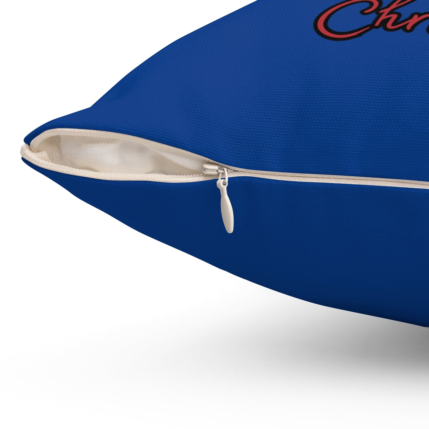 Blk Santa- Polyester Square Pillow (Dk Blue)